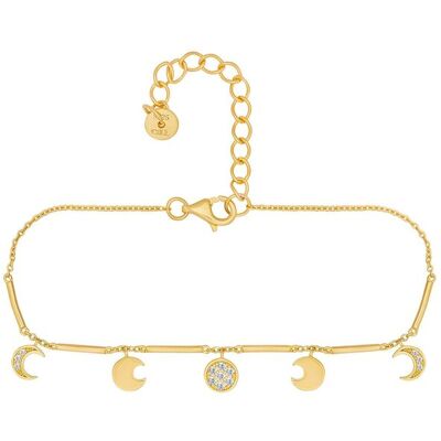 cai Armband 925 Silber vergoldet Anhänger Mondphasen Zirkonia Gold Einheitsgröße cai Armband 925 Silber vergoldet Anhänger Mondphasen Zirkonia Gold Einheitsgröße