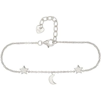 cai Armband 925 Sterling Silber rhodiniert Sterne Mond Silber Einheitsgröße cai Armband 925 Sterling Silber rhodiniert Sterne Mond Silber Einheitsgröße