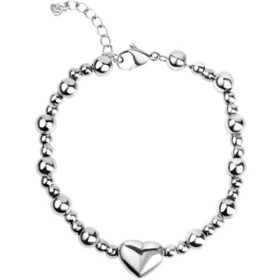 Zeeme Stainless Steel Armband Edelstahl Kugelarmband mit Herz Silber Einheitsgröße Zeeme Stainless Steel Armband Edelstahl Kugelarmband mit Herz Silber Einheitsgröße