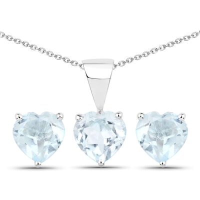 Vira Jewels Schmuck-Set Silber 925 rhodiniert Ohrringe und Halskette mit Blautopas (beh.) Herz-Form Silber Einheitsgröße Vira Jewels Schmuck-Set Silber 925 rhodiniert Ohrringe und Halskette mit Blautopas (beh.) Herz-Form Silber Einheitsgröße