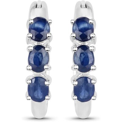 Vira Jewels Ohrringe Silber 925 rhodiniert mit 6 blauen Saphir-Steinen Silber Einheitsgröße Vira Jewels Ohrringe Silber 925 rhodiniert mit 6 blauen Saphir-Steinen Silber Einheitsgröße