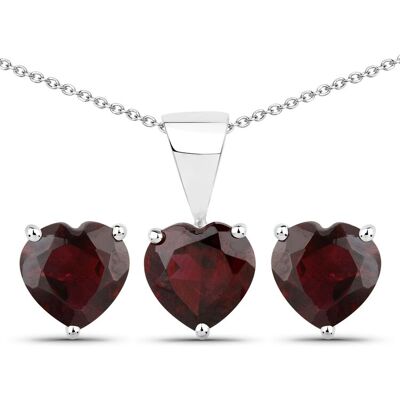 Vira Jewels Schmuck-Set Silber 925 rhodiniert Ohrringe und Halskette mit echtem Granat in Herzform Silber Einheitsgröße Vira Jewels Schmuck-Set Silber 925 rhodiniert Ohrringe und Halskette mit echtem Granat in Herzform Silber Einheitsgröße