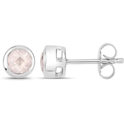 Vira Jewels Ohrstecker 925-Sterling Silber rhodiniert glänzend Rosenquartz rosa rund Silber Einheitsgröße Vira Jewels Ohrstecker 925-Sterling Silber rhodiniert glänzend Rosenquartz rosa rund Silber Einheitsgröße