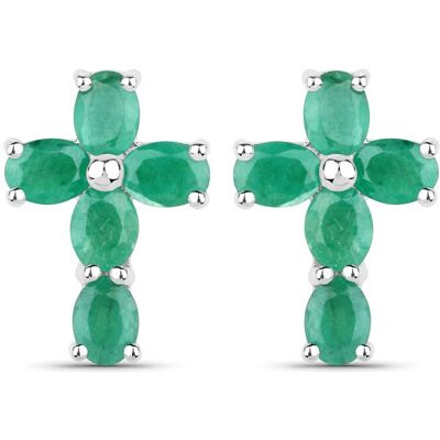 Vira Jewels Ohrringe Silber 925 rhodiniert Kreuz-Motiv mit echten Smaragd-Steinen Silber Einheitsgröße Vira Jewels Ohrringe Silber 925 rhodiniert Kreuz-Motiv mit echten Smaragd-Steinen Silber Einheitsgröße