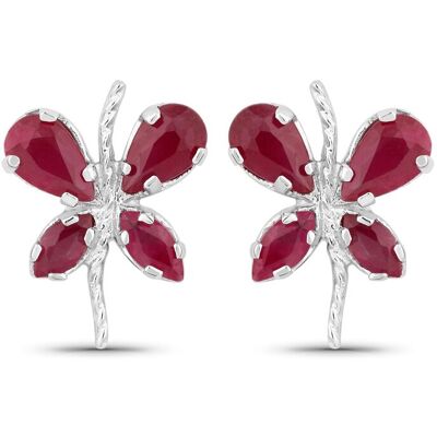 Vira Jewels Ohrringe Silber 925 rhodiniert Schmetterling-Motiv mit echtem Rubin Silber Einheitsgröße Vira Jewels Ohrringe Silber 925 rhodiniert Schmetterling-Motiv mit echtem Rubin Silber Einheitsgröße