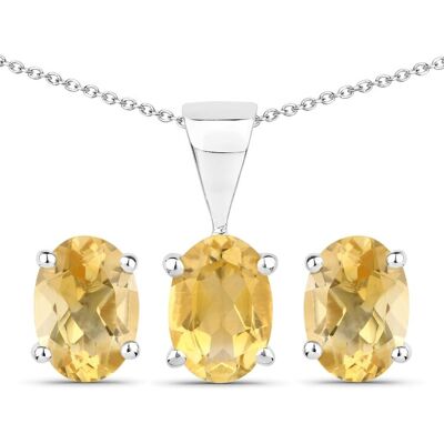Vira Jewels Schmuck-Set Silber 925 rhodiniert Ohrringe und Halskette mit echtem Citrin Silber Einheitsgröße Vira Jewels Schmuck-Set Silber 925 rhodiniert Ohrringe und Halskette mit echtem Citrin Silber Einheitsgröße