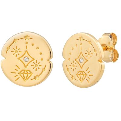 cai Ohrstecker 925 Silber vergoldet Tattoo Motiv rund Gold Einheitsgröße cai Ohrstecker 925 Silber vergoldet Tattoo Motiv rund Gold Einheitsgröße