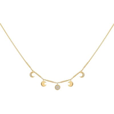 cai Halskette 925 Silber vergoldet Anhänger Mondphasen Zirkonia Gold Einheitsgröße cai Halskette 925 Silber vergoldet Anhänger Mondphasen Zirkonia Gold Einheitsgröße