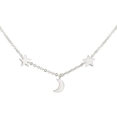 cai Collier 925 Sterling Silber rhodiniert Mond Sterne Silber Einheitsgröße cai Collier 925 Sterling Silber rhodiniert Mond Sterne Silber Einheitsgröße