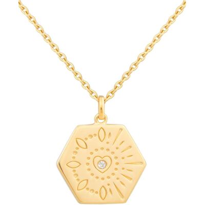 cai Halskette 925 Sterling Silber Topas Tattoo Motiv Hexagon Gold Einheitsgröße cai Halskette 925 Sterling Silber Topas Tattoo Motiv Hexagon Gold Einheitsgröße