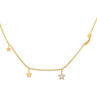 cai Anhänger mit Kette 925 Sterling Silber gelb vergoldet Sterne Sternschnuppe Zirkonia Gold Einheitsgröße cai Anhänger mit Kette 925 Sterling Silber gelb vergoldet Sterne Sternschnuppe Zirkonia Gold Einheitsgröße