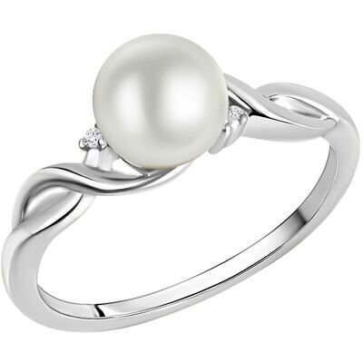 Zeeme Pearls Ring Silber 925 rhodiniert mit weißer Perle & Zirkonia Silber L 1/2 Zeeme Pearls Ring Silber 925 rhodiniert mit weißer Perle & Zirkonia Silber L 1/2