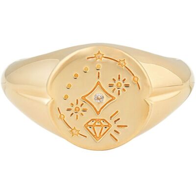 cai Ring 925 Silber vergoldet Siegelring rund Tattoo Gold O 1/2 cai Ring 925 Silber vergoldet Siegelring rund Tattoo Gold O 1/2