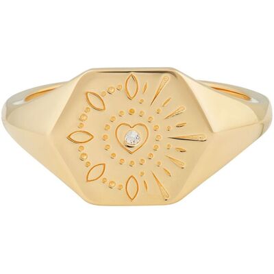 cai Ring 925 Silber vergoldet Siegelring Hexagon Tattoo Gold R 1/2 cai Ring 925 Silber vergoldet Siegelring Hexagon Tattoo Gold R 1/2