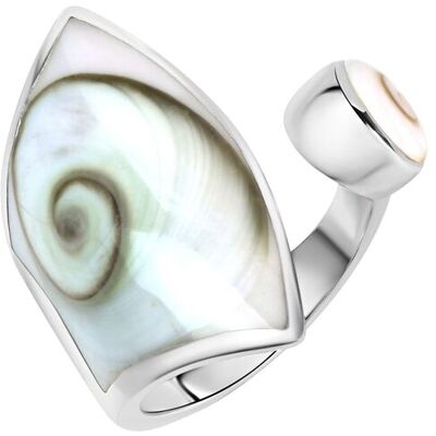 Zeeme Pearls Ring Silber 925 mit weißer Muschel 28mm breit Silber O 1/2 Zeeme Pearls Ring Silber 925 mit weißer Muschel 28mm breit Silber O 1/2