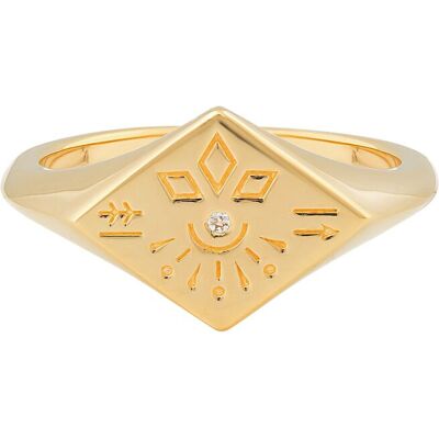 cai Ring 925 Silber vergoldet Siegelring Raute Tattoo Gold R 1/2 cai Ring 925 Silber vergoldet Siegelring Raute Tattoo Gold R 1/2