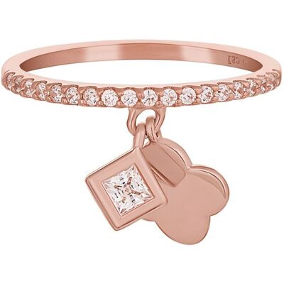 cai Ring 925 Sterling Silber rosé vergoldet mit Anhängern Kleeblatt Zirkonia Roségold NICHT cai Ring 925 Sterling Silber rosé vergoldet mit Anhängern Kleeblatt Zirkonia Roségold NICHT