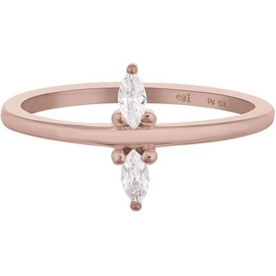 cai Ring 925 Silber rosévergoldet mit Zirkonia Roségold Q cai Ring 925 Silber rosévergoldet mit Zirkonia Roségold Q