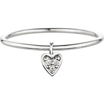 cai Ring 925/- Silber rhodiniert Herz mit Zirkonia Silber Q cai Ring 925/- Silber rhodiniert Herz mit Zirkonia Silber Q