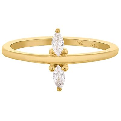 cai Ring 925 Silber vergoldet mit Zirkonia Gold Q cai Ring 925 Silber vergoldet mit Zirkonia Gold Q