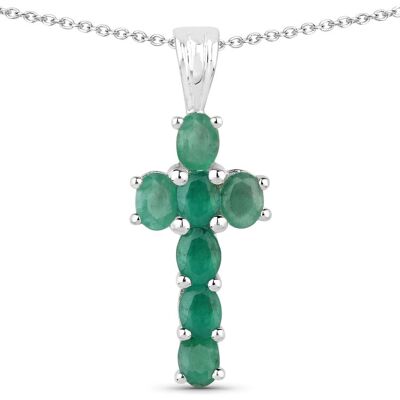 Vira Jewels Anhänger mit Kette 925-Sterling Silber rhodiniert Glänzend Smaragd grün Silber Einheitsgröße Vira Jewels Anhänger mit Kette 925-Sterling Silber rhodiniert Glänzend Smaragd grün Silber Einheitsgröße