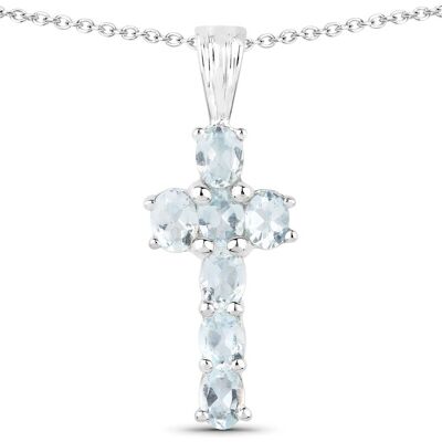 Vira Jewels Anhänger mit Kette 925-Sterling Silber rhodiniert Glänzend Aquamarine hellblau Silber Einheitsgröße Vira Jewels Anhänger mit Kette 925-Sterling Silber rhodiniert Glänzend Aquamarine hellblau Silber Einheitsgröße