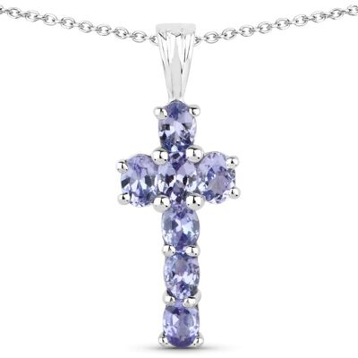 Vira Jewels Anhänger mit Kette 925-Sterling Silber rhodiniert Glänzend Tansanit violett Silber Einheitsgröße Vira Jewels Anhänger mit Kette 925-Sterling Silber rhodiniert Glänzend Tansanit violett Silber Einheitsgröße