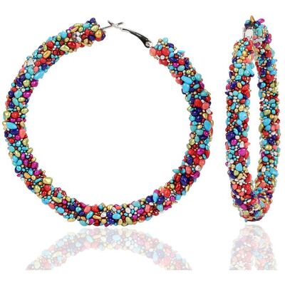 Steuer Modeschmuck Creolen strukturiert Glasstein mehrfarbig Mehrfarben Einheitsgröße Steuer Modeschmuck Creolen strukturiert Glasstein mehrfarbig Mehrfarben Einheitsgröße