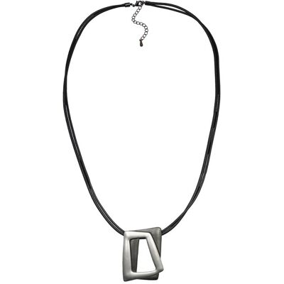 Steuer Modeschmuck Kette Metall zweifarbig grau schwarz Textilband Schwarz Einheitsgröße Steuer Modeschmuck Kette Metall zweifarbig grau schwarz Textilband Schwarz Einheitsgröße