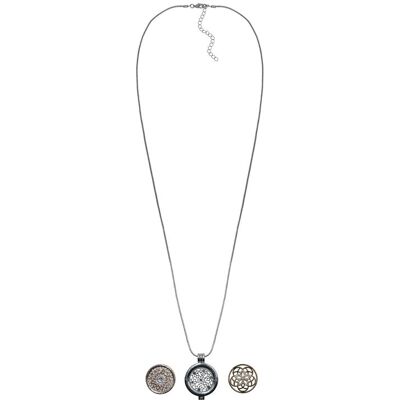 Steuer Modeschmuck Kette Metall zweifarbig matt glanz Glasstein weiß Silber Einheitsgröße Steuer Modeschmuck Kette Metall zweifarbig matt glanz Glasstein weiß Silber Einheitsgröße