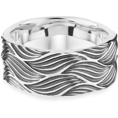 cai Ring 925/- Sterling Silber oxidiert Wellen Silber U cai Ring 925/- Sterling Silber oxidiert Wellen Silber U
