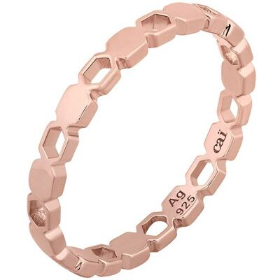 cai Ring 925/- Sterling Silber rosévergoldet Hexagon Cut Outs Stacking Roségold O 1/2 cai Ring 925/- Sterling Silber rosévergoldet Hexagon Cut Outs Stacking Roségold O 1/2