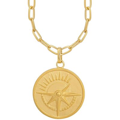 cai Halskette 925 Silber vergoldet Münze Kompass Sonne Gold Einheitsgröße cai Halskette 925 Silber vergoldet Münze Kompass Sonne Gold Einheitsgröße