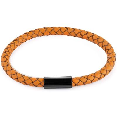 Zeeme Stainless Steel Armband Edelstahl Leder orange 21 cm Orange Einheitsgröße Zeeme Stainless Steel Armband Edelstahl Leder orange 21 cm Orange Einheitsgröße