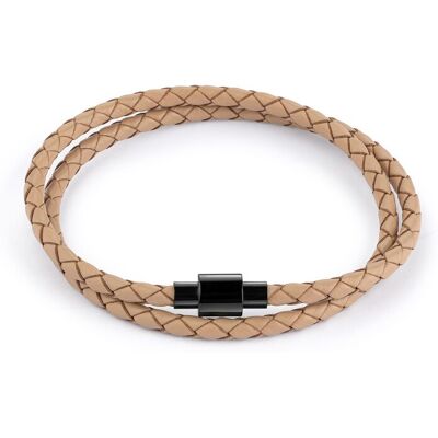 Zeeme Stainless Steel Armband Edelstahl Leder taupe 2-reihig Taupe Einheitsgröße Zeeme Stainless Steel Armband Edelstahl Leder taupe 2-reihig Taupe Einheitsgröße