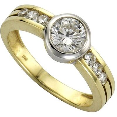 Celesta Gold Ring 375/- Gelbgold 2farbig Zirkonia Gold O 1/2 Celesta Gold Ring 375/- Gelbgold 2farbig Zirkonia Gold O 1/2