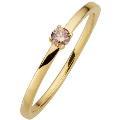Orolino Ring 585/-GG glanz 1 Brill. 0,10ct. braun Gold Q Orolino Ring 585/-GG glanz 1 Brill. 0,10ct. braun Gold Q