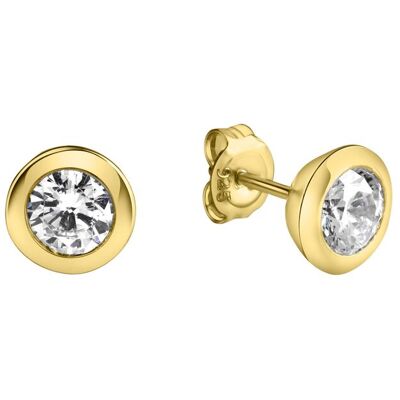 Celesta Silber Ohrringe Silber 925 vergoldet mit weißem Zirkonia-Stein 6mm Gold Einheitsgröße Celesta Silber Ohrringe Silber 925 vergoldet mit weißem Zirkonia-Stein 6mm Gold Einheitsgröße