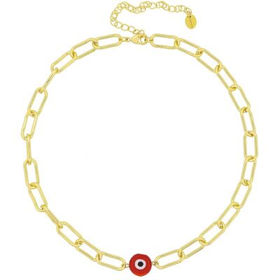 Fashionbox Kette Messing vergoldet mittig Auge rot Roségold Einheitsgröße Fashionbox Kette Messing vergoldet mittig Auge rot Roségold Einheitsgröße