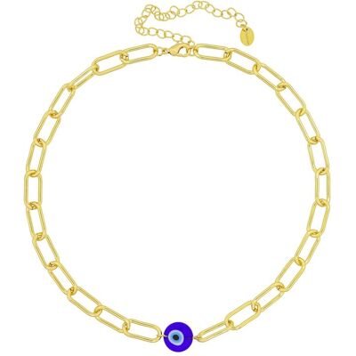 Fashionbox Kette Messing vergoldet mittig Auge blau Blau Einheitsgröße Fashionbox Kette Messing vergoldet mittig Auge blau Blau Einheitsgröße