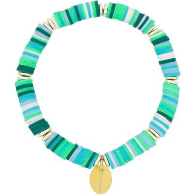 Fashionbox Armband Messing Vinylplättchen multi aqua flexibel Mehrfarben Einheitsgröße Fashionbox Armband Messing Vinylplättchen multi aqua flexibel Mehrfarben Einheitsgröße