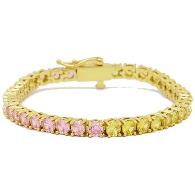 Fashionbox Armband Messing vergoldet mit Zirkonia pink/gelb 17 cm Mehrfarben Einheitsgröße Fashionbox Armband Messing vergoldet mit Zirkonia pink/gelb 17 cm Mehrfarben Einheitsgröße