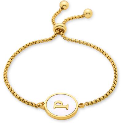 Luxenter-Armband aus weißem Perlmutt in 18 Karat Gelbgold - Alphabet Gold Einheitsgröße Luxenter-Armband aus weißem Perlmutt in 18 Karat Gelbgold - Alphabet Gold Einheitsgröße
