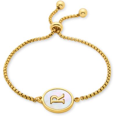 Luxenter-Armband aus weißem Perlmutt in 18 Karat Gelbgold - Alphabet Gold Einheitsgröße Luxenter-Armband aus weißem Perlmutt in 18 Karat Gelbgold - Alphabet Gold Einheitsgröße
