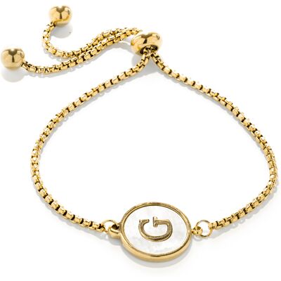 Luxenter-Armband aus weißem Perlmutt in 18 Karat Gelbgold - Alphabet Gold Einheitsgröße Luxenter-Armband aus weißem Perlmutt in 18 Karat Gelbgold - Alphabet Gold Einheitsgröße