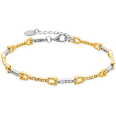 Luxenter Armreif aus 925er Sterlingsilber mit glänzenden Zirkonen in 18k Gelbgold - Azhla Silber Gold Einheitsgröße Luxenter Armreif aus 925er Sterlingsilber mit glänzenden Zirkonen in 18k Gelbgold - Azhla Silber Gold Einheitsgröße