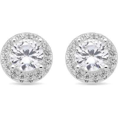 Luxenter Ohrringe mit glänzenden Zirkonia in silberner Ausführung - Shog Silber Einheitsgröße Luxenter Ohrringe mit glänzenden Zirkonia in silberner Ausführung - Shog Silber Einheitsgröße