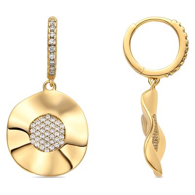 Luxenter Ohrringe mit glänzenden Zirkonia 18k Gold Finish - Delim Gold Einheitsgröße Luxenter Ohrringe mit glänzenden Zirkonia 18k Gold Finish - Delim Gold Einheitsgröße
