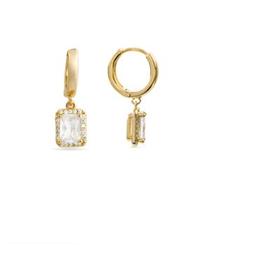 Luxenter 18k Gelbgold plattierte Brillant Zirkonia Ohrringe - Silya Gold Einheitsgröße Luxenter 18k Gelbgold plattierte Brillant Zirkonia Ohrringe - Silya Gold Einheitsgröße