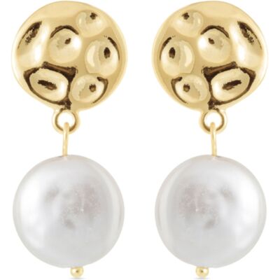 Luxenter weiße Perlenohrringe aus 18K Gelbgold - Durdana Weiß & Gold Einheitsgröße Luxenter weiße Perlenohrringe aus 18K Gelbgold - Durdana Weiß & Gold Einheitsgröße